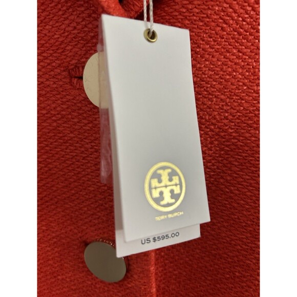 Tory Burch Castleton Peacot Samba Red Orange Textured New Summer Easter Medium - Picture 7 of 9